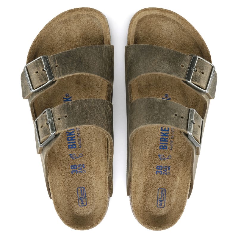 Birkenstock Arizona Soft Footbed Oiled Leather Narrow Faded Khaki Women's/Men's Flip-Flops for narrow feet oiled leather (1019377) Footwear/Lifestyle/Birkenstock/Klapki/chodaki Birkenstock