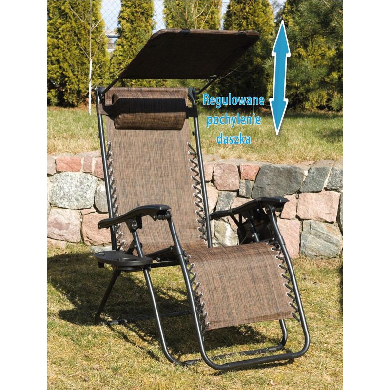 FOLDABLE GARDEN DECHAIR WITH CANOPY 173X52/65X110CM BROWN Home and Garden/Garden Your Sports Performance