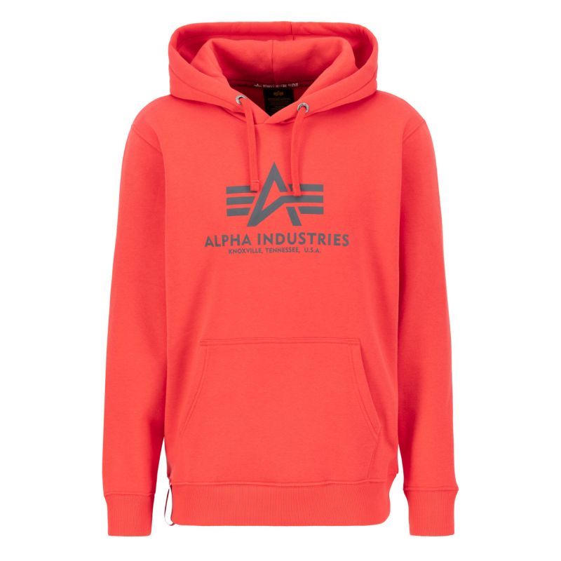 Alpha Industries Basic Hoody Men's Sweatshirt with Adjustable Kangaroo Hood, Red (178312-711) In preparation Your Sports Performance