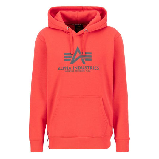 Alpha Industries Basic Hoody Men's Sweatshirt with Adjustable Kangaroo Hood, Red (178312-711) In preparation Your Sports Performance
