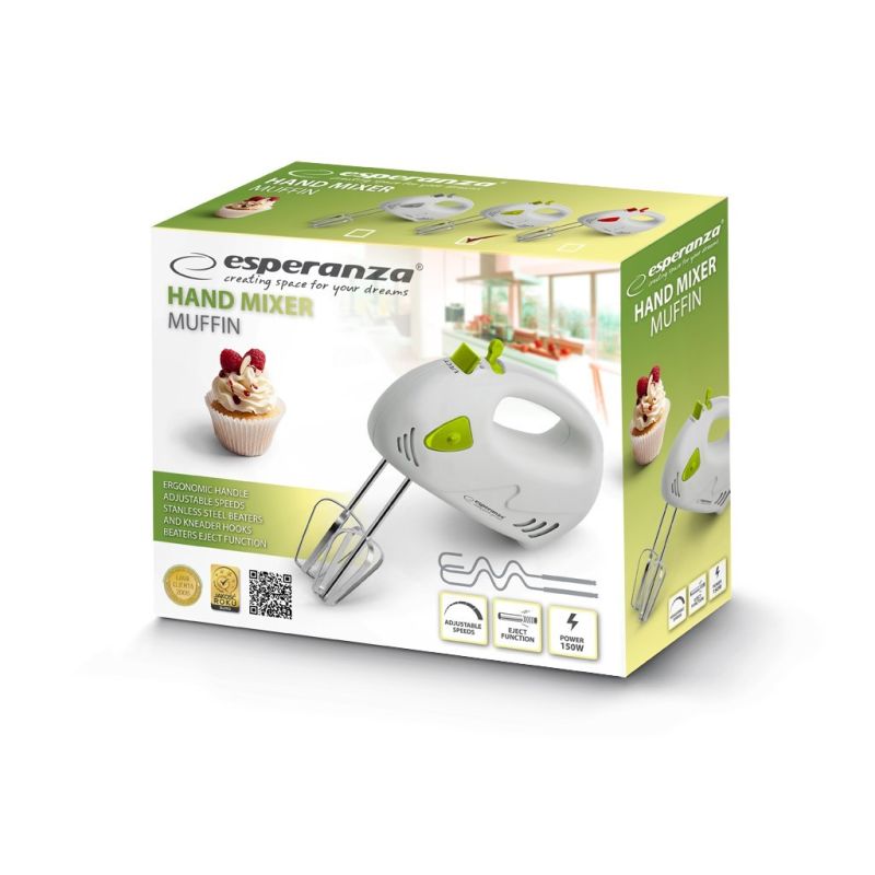 Esperanza Muffin Hand Mixer EKM007G (150W; green) AGD - Produkty/Miksery / Blendery Your Sports Performance
