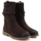 Women's insulated ankle boots with a wrinkled upper, chocolate M.Daszyńskie SA296-5