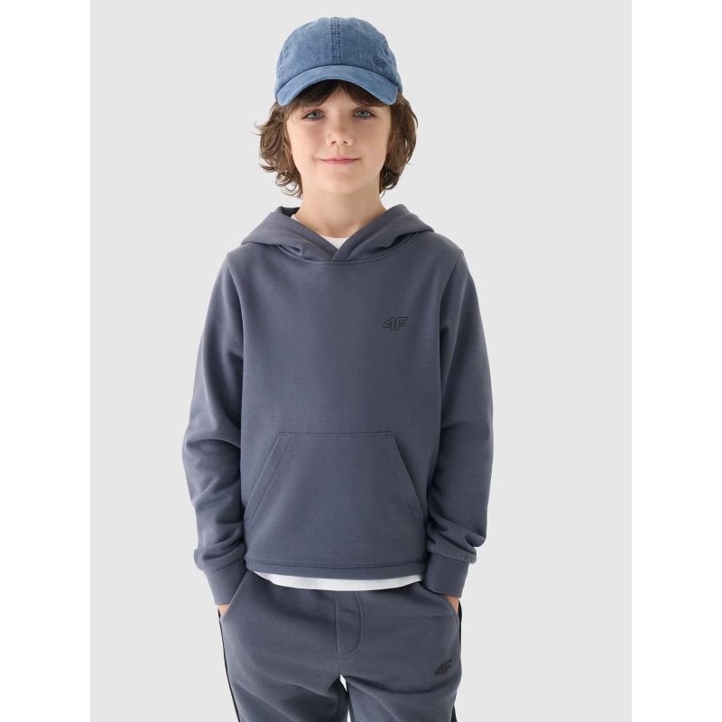 Boy's sweatshirt with hood, open, 4F Junior 4FJWMM00TSWSM1292-25S *Kategoria tymczasowa Your Sports Performance