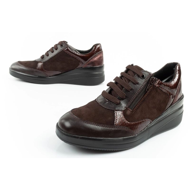 Scholl Emma Laces Women's Sports Shoes Leather Brown Platform Scholl