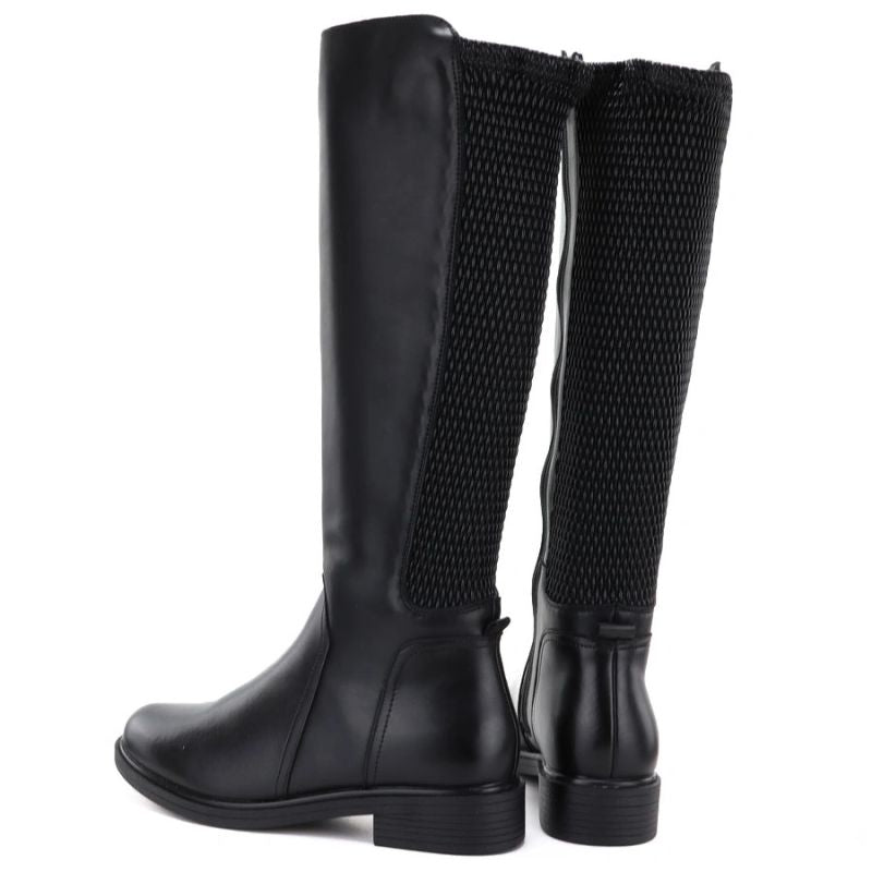Women's leather boots with elastic upper, black Cambell JE19489