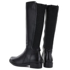 Women's leather boots with elastic upper, black Cambell JE19489