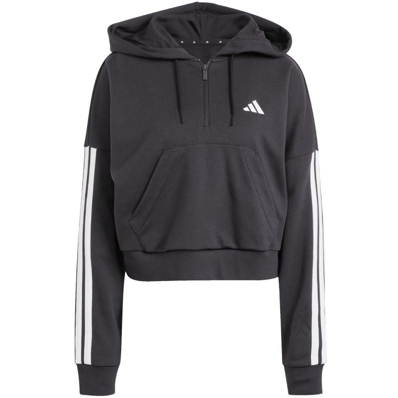 Women's adidas Essentials 3-Stripes French Terry Quarter-Zip Hoodie Black JN1956 In preparation Adidas