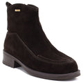 Women's leather ankle boots with stitching, chocolate Big Star