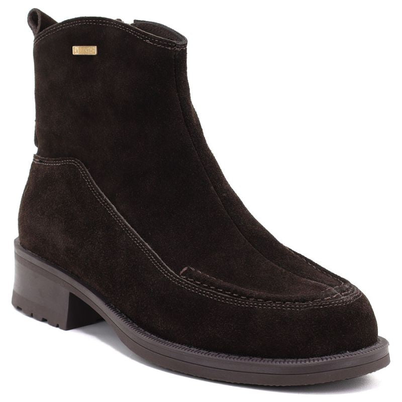 Women's leather ankle boots with stitching, chocolate Big Star