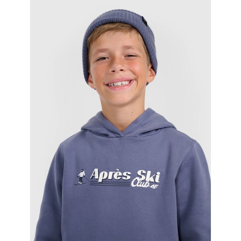 Boy's sweatshirt with hood, open, 4F 4FJRAW25TSWSM2416-32S
