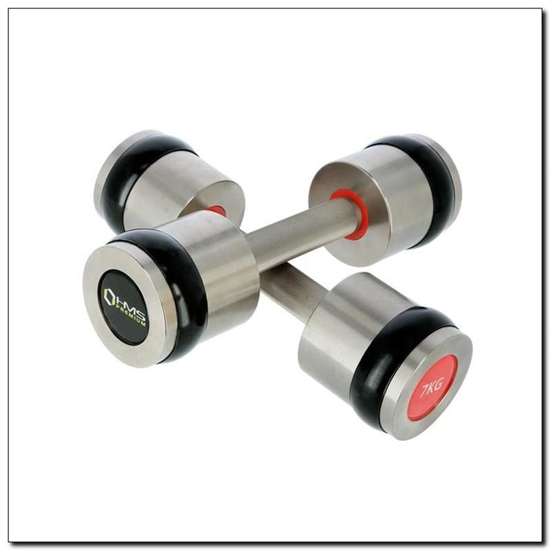 Chrome dumbbells 2x7kg silicone elements HMS HH07 In preparation Your Sports Performance