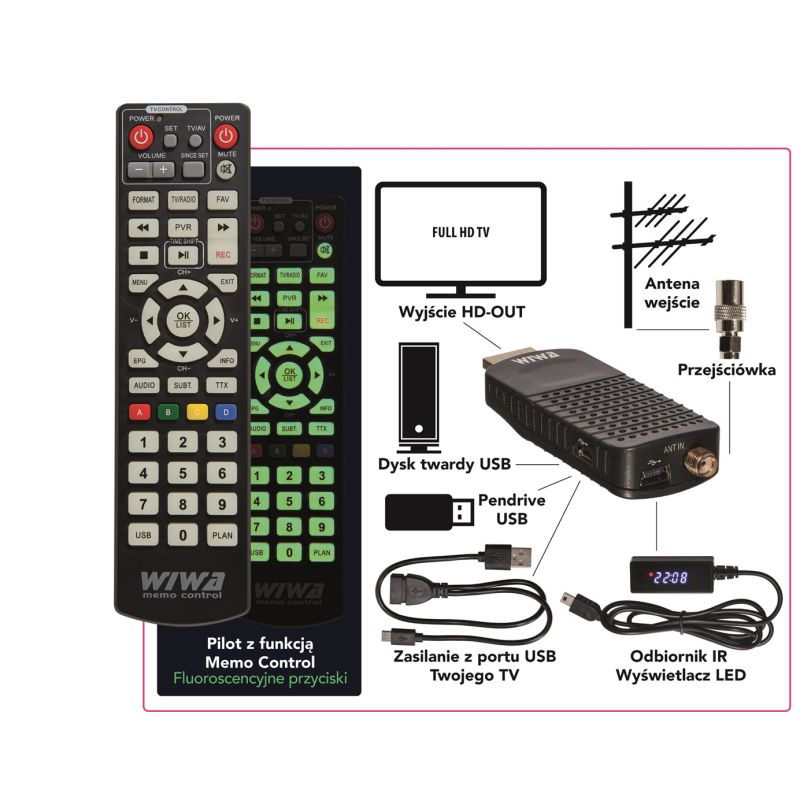 WIWA DVB-T/T2 TUNER H.265 MINI LED Telewizja naziemna/DVB-T Tunery Your Sports Performance