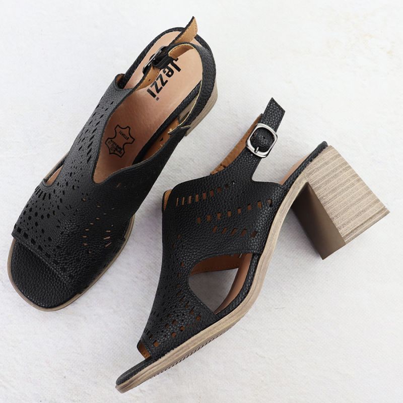 Women's openwork high-heeled sandals, black, Jezzi 24125 Footwear Your Sports Performance