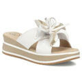 Women's leather wedge sandals with a flower, white Filippo DK7636 Filippo