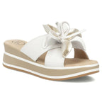 Women's leather wedge sandals with a flower, white Filippo DK7636 Filippo