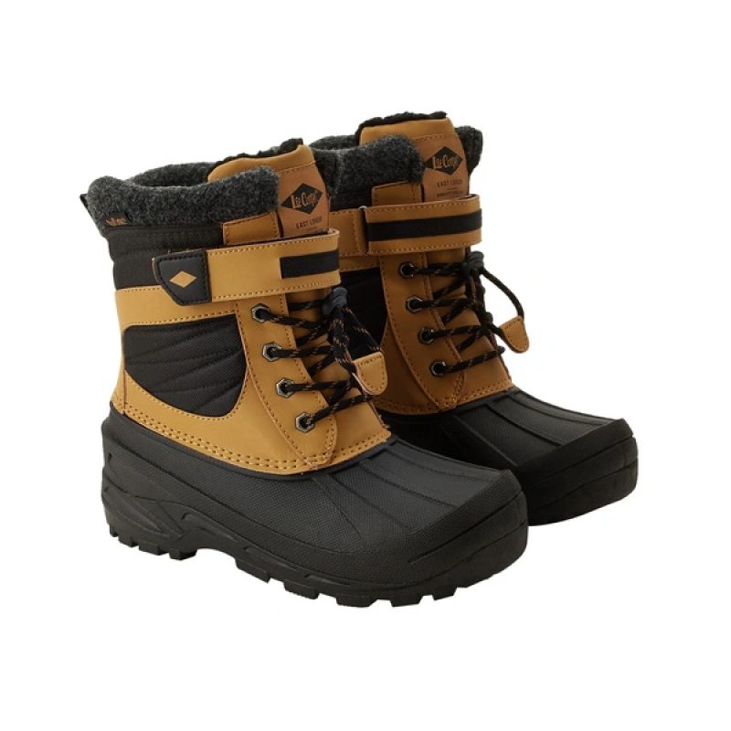 Lee Cooper children's winter boots, brown insulated snow boots with Velcro