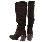 Women’s chocolate brown block-heel boots Jezzi MR2623-7