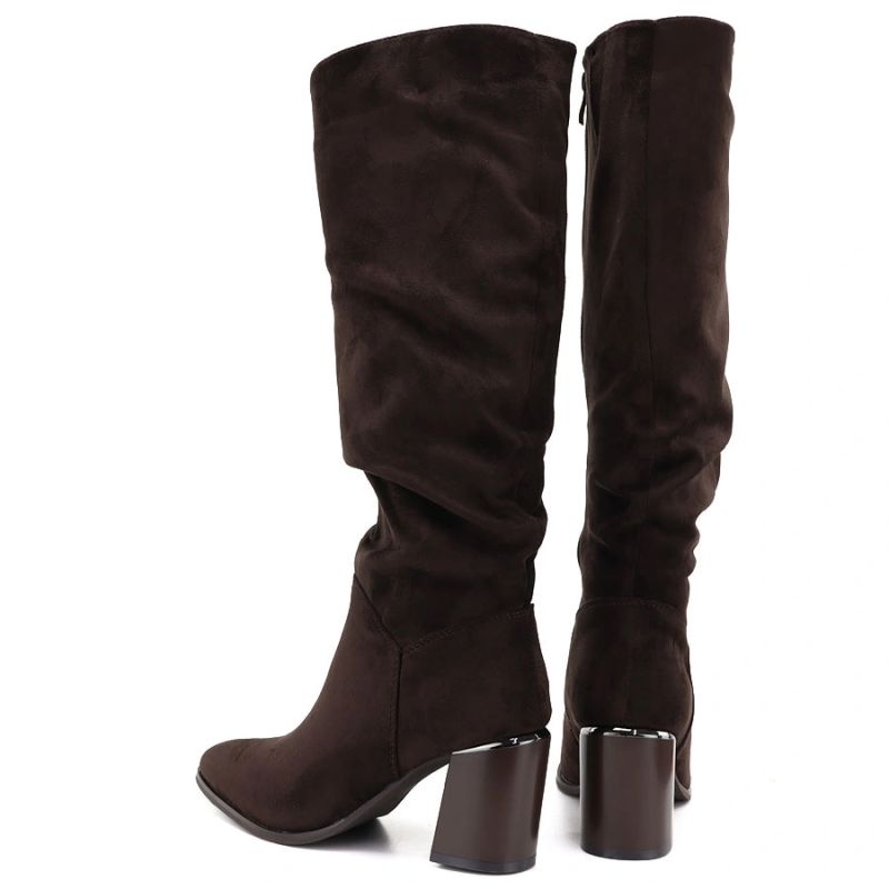 Women’s chocolate brown block-heel boots Jezzi MR2623-7
