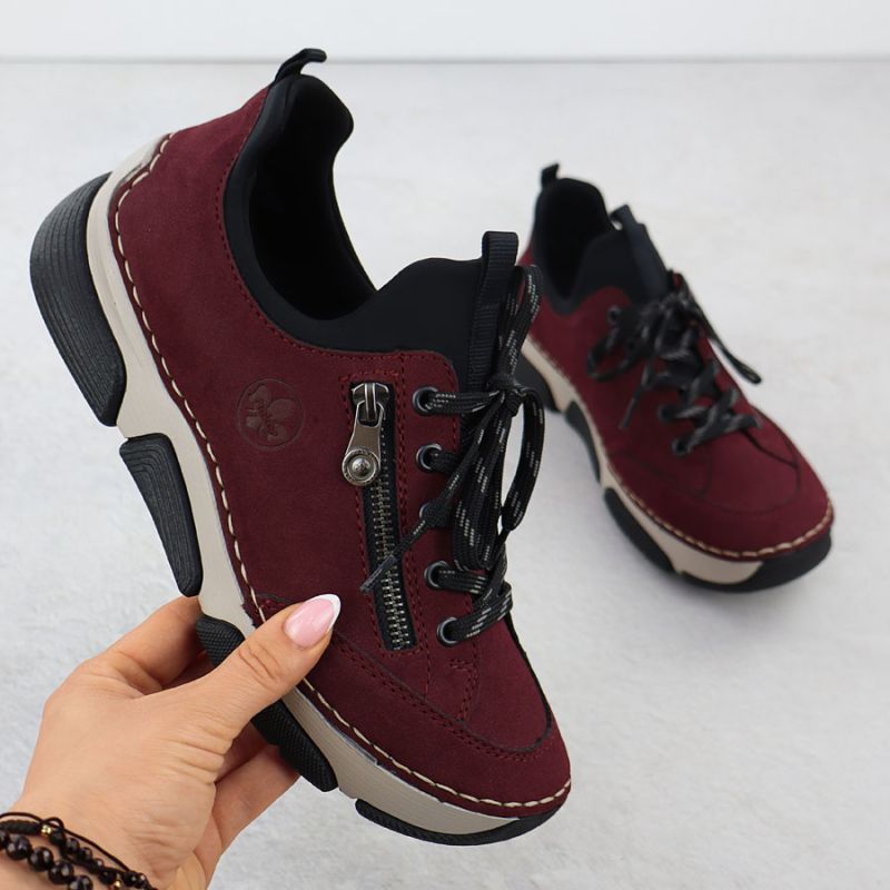 Comfortable women's burgundy shoes Rieker 45973-36 Footwear Your Sports Performance