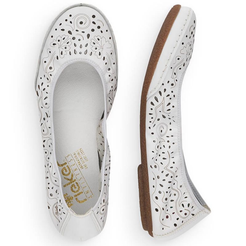 Rieker W RKR649 comfortable leather openwork shoes, white Footwear/Lifestyle/Rieker Your Sports Performance
