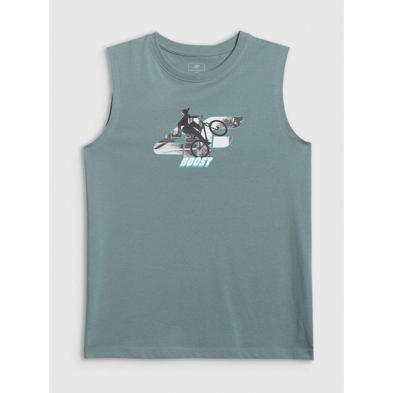 Boy's regular sleeveless T-shirt with print 4F 4FJRSS26TSLEM354-46S 4f