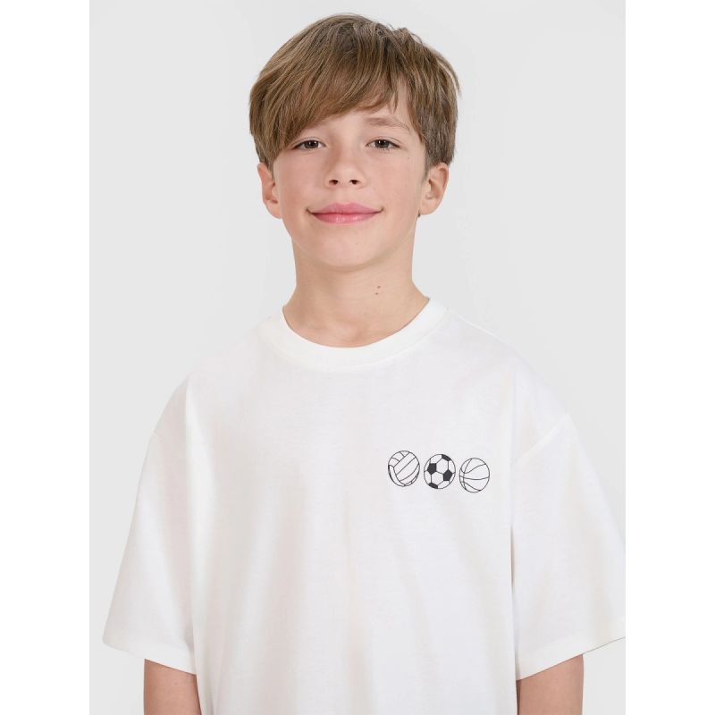 Boy's oversize T-shirt with print 4F 4FJRSS25TTSHM2640-11S *Kategoria tymczasowa Your Sports Performance