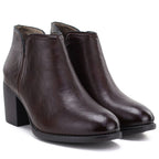 Burgundy Leather Heeled Ankle Boots M.Daszyński OL60-1
