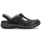 Women's leather openwork sandals, comfortable, wide, black, Rieker 46397-00 Rieker