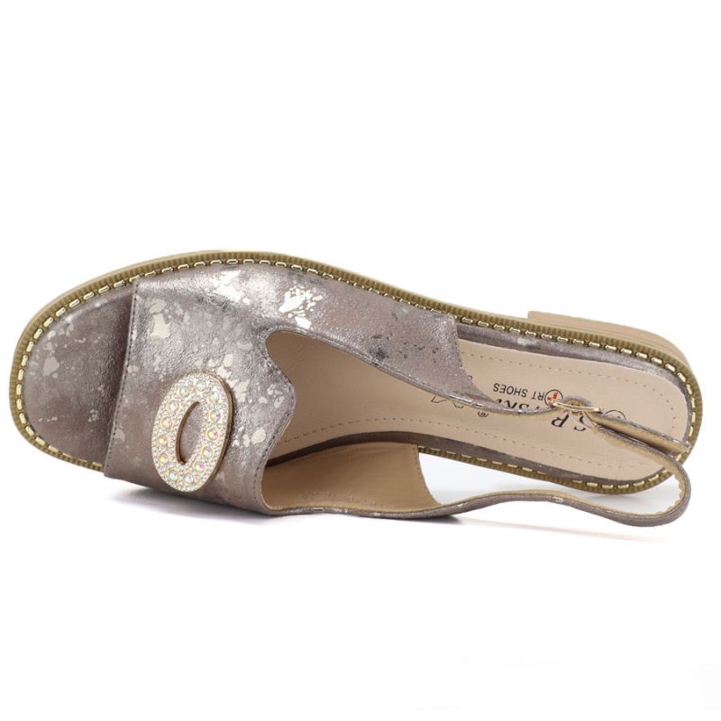Women's flat sandals with pewter decoration S.Barski 61-6040 S.Barski