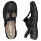Women's leather openwork sandals, comfortable, wide, black, Rieker 46397-00 Rieker