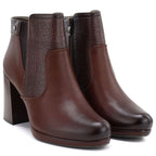 Women's ankle boots with a block heel and platform, insulated, dark brown, M.Daszyński AF125B-1