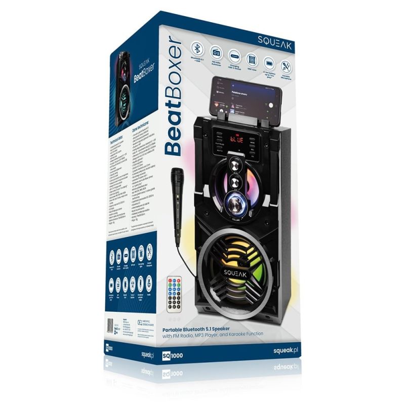 SQUEAK BEATBOXER BLUETOOTH 5.1 SPEAKER - BLUETOOTH SPEAKER WITH KARAOKE, FM RADIO, MICROSD, AUX AND USB SQ1000 In preparation Your Sports Performance