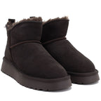 Women's leather ankle boots, brown platform snow boots, Vinceza 97961