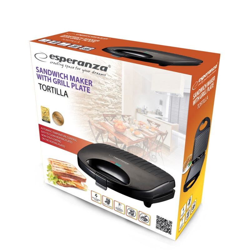 Esperanza TORTILLA EKT009 sandwich maker (1000W; black) AGD - Produkty/Opiekacze Your Sports Performance
