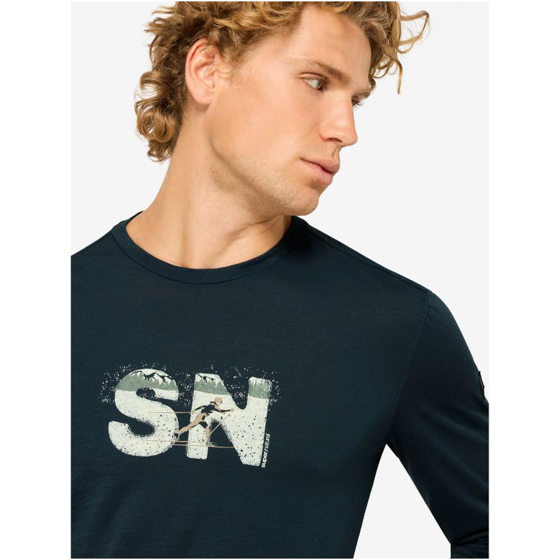 Men's SUPER.NATURAL M CROSS COUNTRY LOGO LS Long-Sleeve Shirt navy