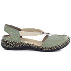 Rieker 46461-52 Green Leather Closed-Toe Sandals Rieker