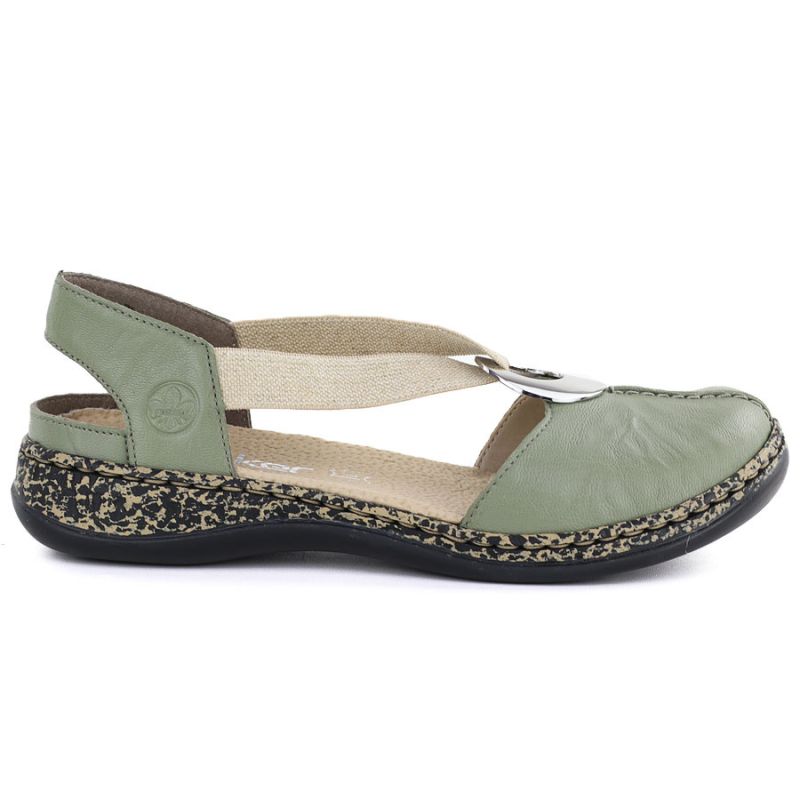 Rieker 46461-52 Green Leather Closed-Toe Sandals Rieker