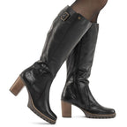 Black women's leather heeled boots Rieker Y2581-00