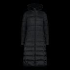 CMP women's long winter coat, insulated jacket with hood, black (34K0046F/U901) CMP