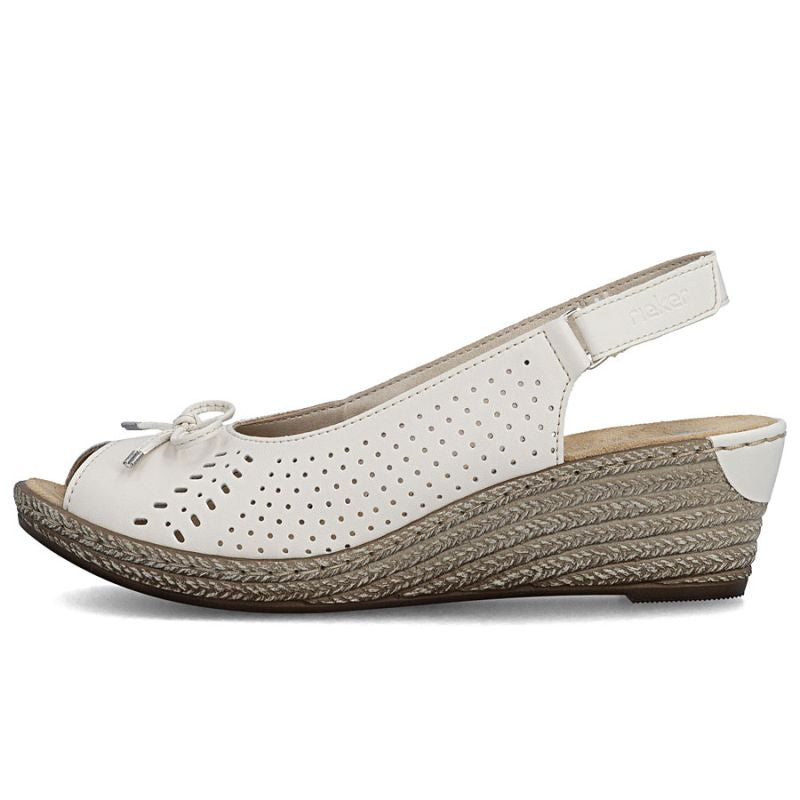 Women's leather wedge sandals with bow Rieker 624H1-60 Rieker