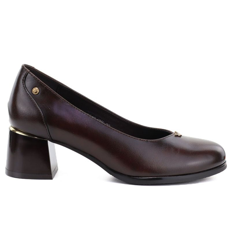 Women's pumps, chocolate high heels, Potocki 25-12712
