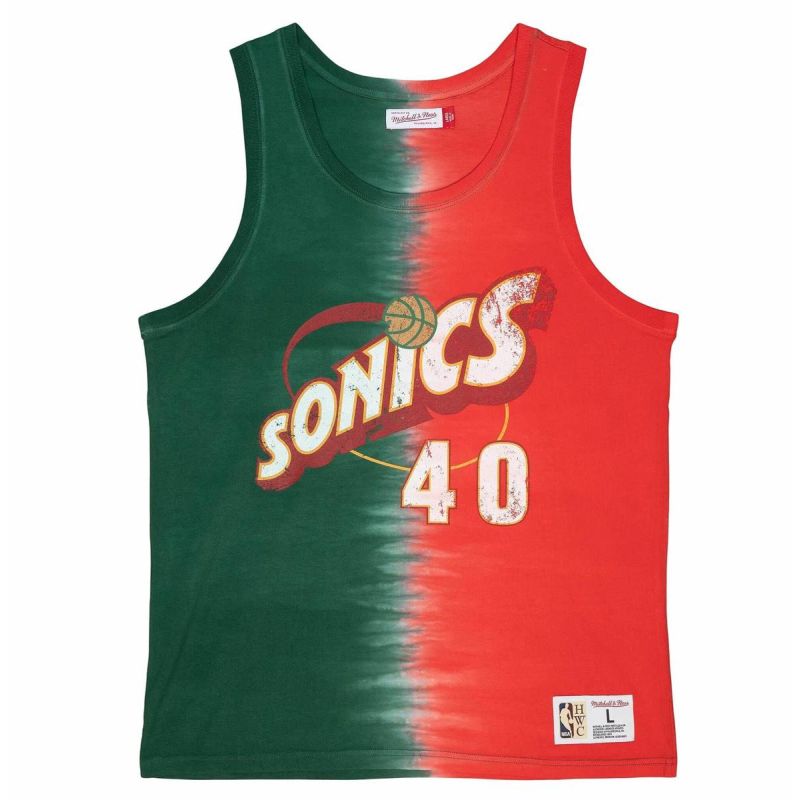 Mitchell & Ness NBA Seattle Supersonics Shawn Kemp Tie Dye Cotton Tank - TTNK3206-SSUYYSKEGNRD Koszulki NBA Your Sports Performance