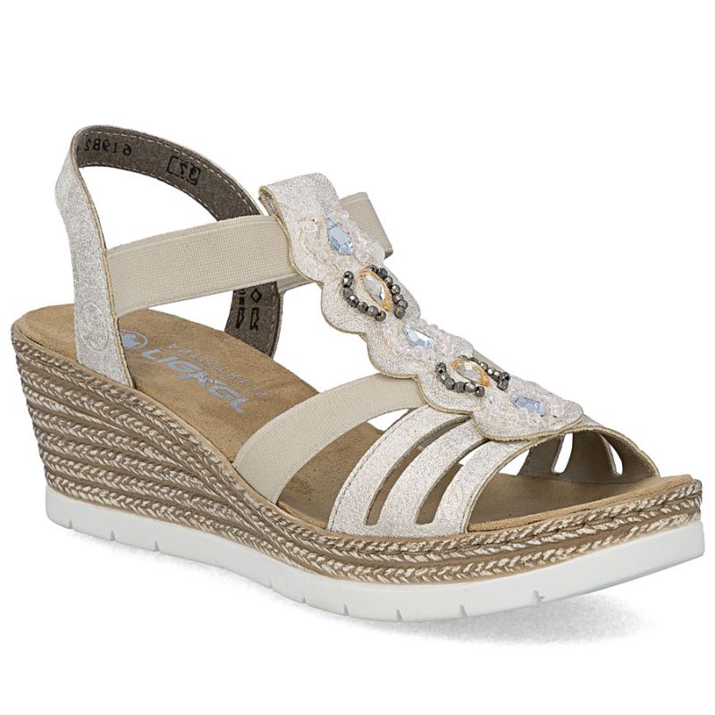Women's comfortable beige espadrille sandals Rieker 619B2-60 Rieker