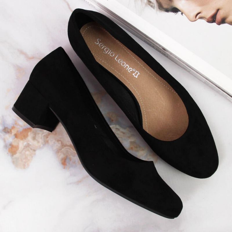 Sergio Leone W SK354C suede block pumps, black Footwear/Lifestyle/Sergio Leone Your Sports Performance