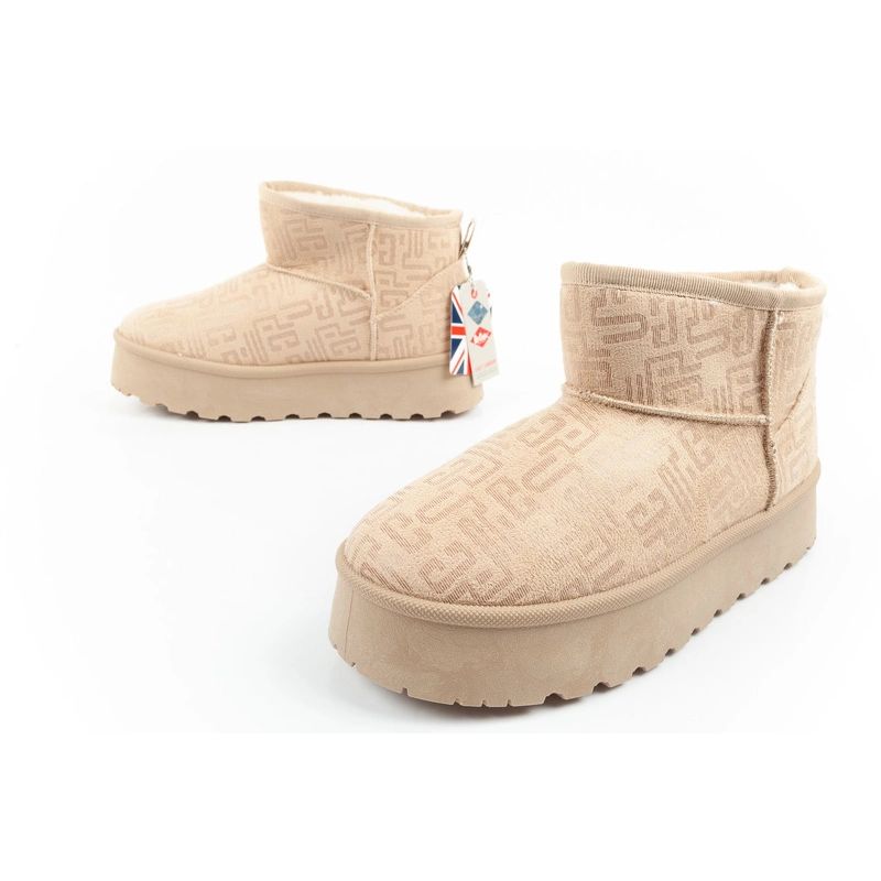 Lee Cooper women's winter snow boots, fashionable fur lined ankle boots, beige Lee Cooper