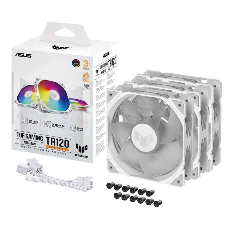 ASUS TUF GAMING TR120 ARGB REVERSE 3IN1 White Computer Case Air Cooler 12 cm White Chłodzenie/Chłodzenie - wentylatory Your Sports Performance