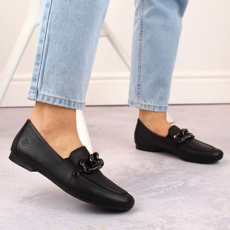 Comfortable leather shoes with a chain Remonte W RKR645, black Footwear/Lifestyle/Rieker Your Sports Performance