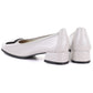 Vinceza 18129 Gray Leather Low Heel Pumps Vinceza