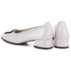 Vinceza 18129 Gray Leather Low Heel Pumps Vinceza