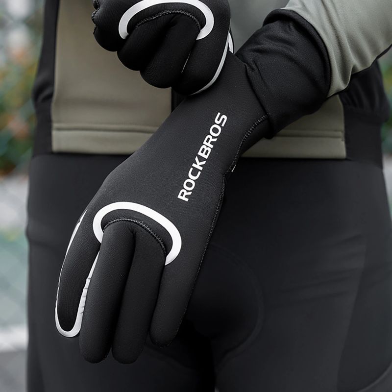Rockbros full waterproof cycling gloves, size: XXL - black Rockbros